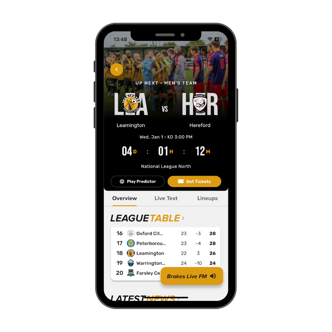 Leamington FC mobile app