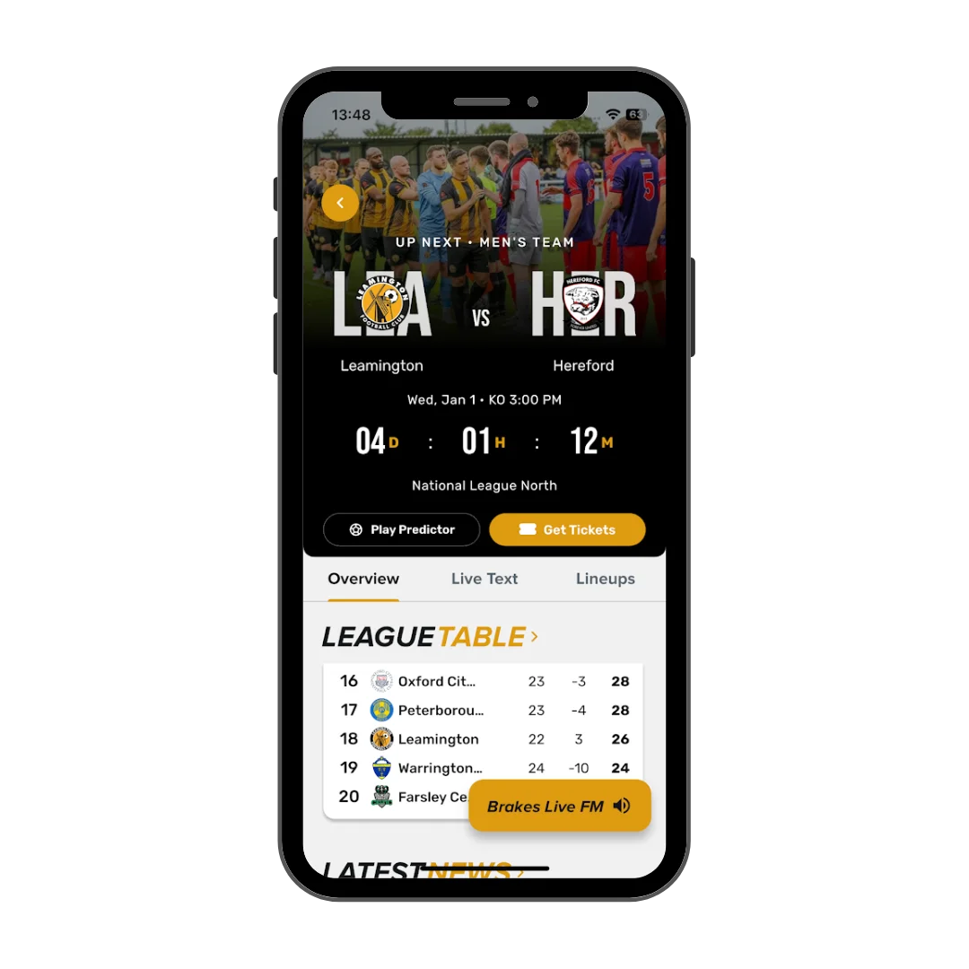 Leamington FC mobile app