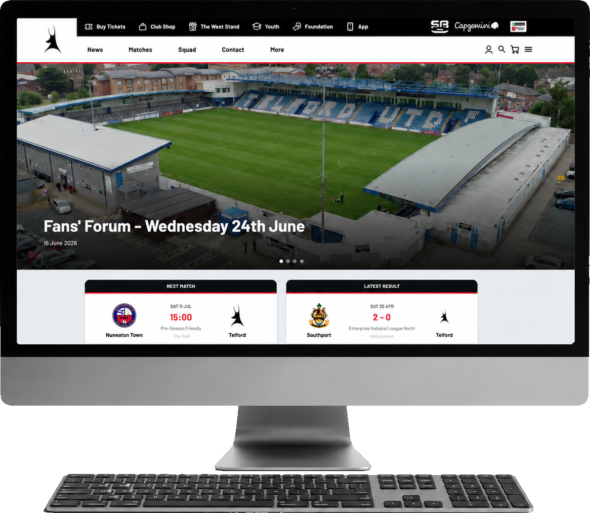 StandBased club website on a desktop computer