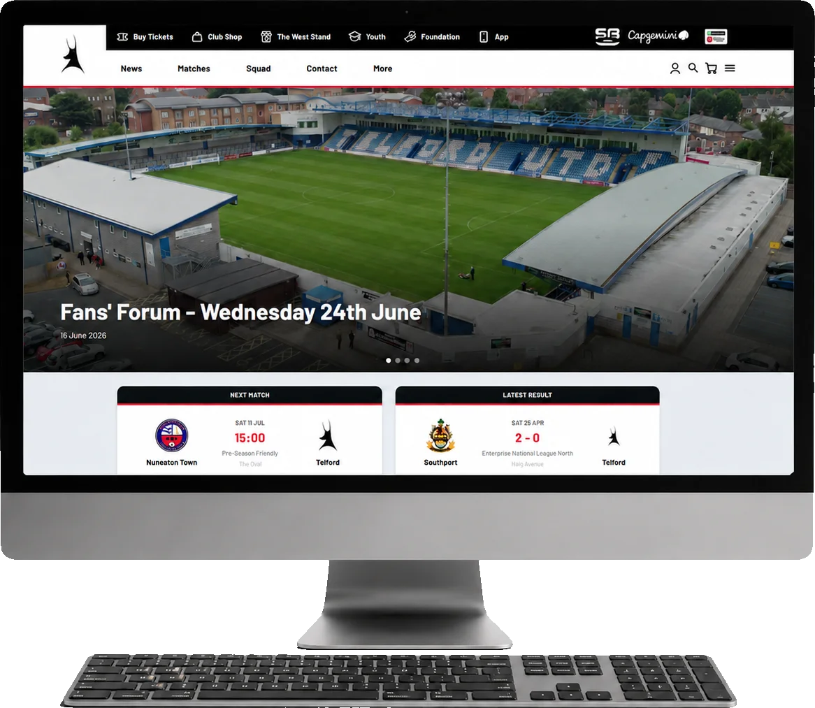 StandBased club website on a desktop computer